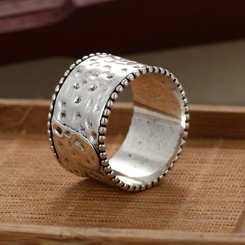 Boho Style Copper Spinner Ring with Heart Beige and K Enamel